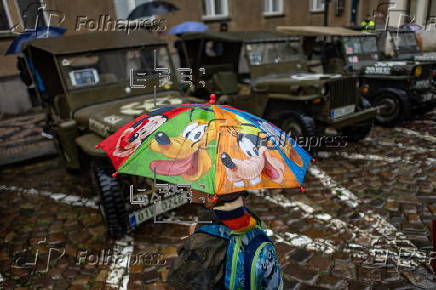 History enthusiasts participate in the 'Convoy of Liberty' in Prague