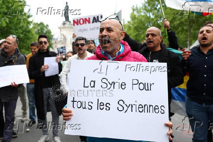 Protest against the visit of Syria's President Ahmed al-Sharaa in Paris