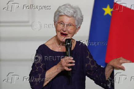 Lili Keller-Rosenberg speaks before being awarded during the National Contest for Resistance and Deportation event
