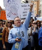 Teachers and education workers rally for reforms in Zagreb, Croatia