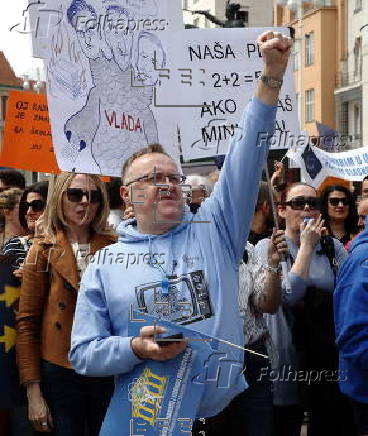 Teachers and education workers rally for reforms in Zagreb, Croatia
