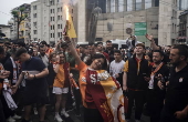 Galatasaray SK celebrate winning the Turkish Super League Championship