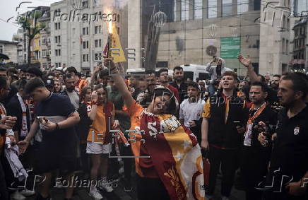 Galatasaray SK celebrate winning the Turkish Super League Championship