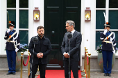 Dutch Prime Minister Dick Schoof meets with Ukrainian President Volodymyr Zelenskiy on the sidelines of a NATO Summit, in The Hague