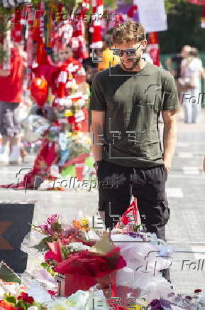Tributes at Anfield following the death of Diogo Jota
