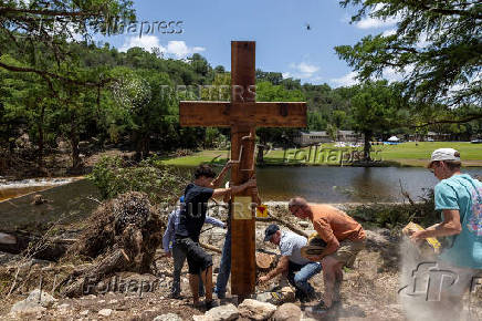 Aftermath of deadly flooding, in Hunt, Texas