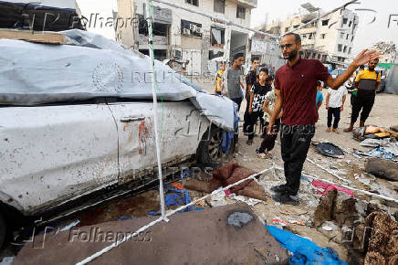 Aftermath of Israeli strike that killed Al Jazeera journalists, in Gaza City
