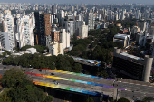 Sumare bridge painted with the rainbow colors to celebrate the beginning of pride month in Sao Paulo