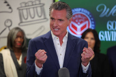California Governor Newsom speaks at the Clinton Elementary School, in Compton