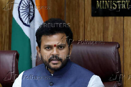 India's Civil Aviation Minister Ram Mohan Naidu speaks during a press conference in New Delhi
