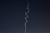 An interceptor missile is seen from Jerusalem