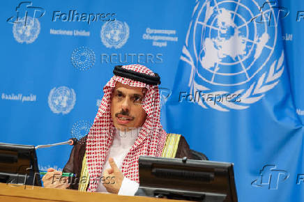 U.N. conference hosted by France and Saudi Arabia to work towards a two-state solution between Israel and the Palestinians, in New York