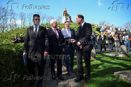 Commemoration of the Battle of the Seelow Heights to mark the 80th anniversary of the end of World War Two in Seelow