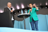 Denmark's Prime Minister Mette Frederiksen attends the political festival Folkemoedet in Allinge