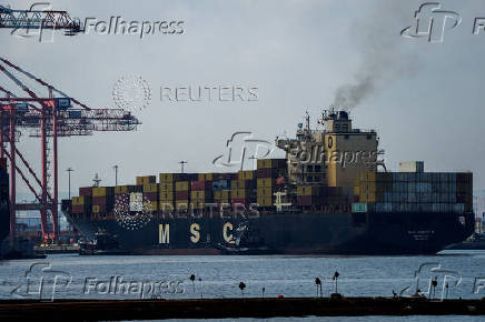 Container ship MSC Ronit R docks in Newark after arriving from France