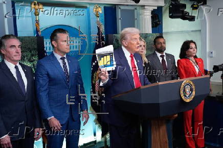 US President Donald Trump addresses the media at the White House