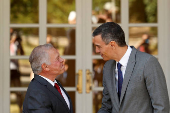 Spain?s PM Sanchez and Jordan's King Abdullah meet at Moncloa Palace in Madrid