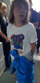Greta Thunberg walks in a plane in a location given as Tel Aviv