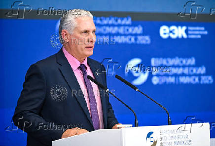 Cuban President Miguel Diaz-Canel attends the Eurasian Economic Forum in Minsk