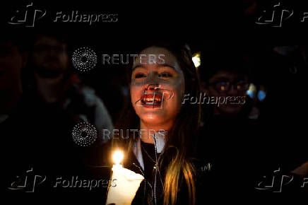 A woman takes part in a protest against Argentine President Javier Milei?s education budget, in Buenos Aires