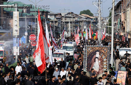 Shi'ite mourners participate in a Muharram procession ahead of Ashura in Srinagar