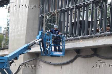 Obras da estação Aeroporto de Congonhas em SP