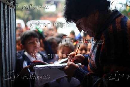 Former Bolivian President Evo Morales promotes ?null voting? in the upcoming general election