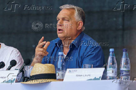 FILE PHOTO: Hungarian Prime Minister Viktor Orban delivers landmark speech to ethnic Hungarians, at Balvanyos Summer University, in Baile Tusnad