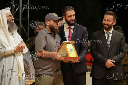 Syria?s interim President Ahmed al-Sharaa attends the ?Aleppo, Key to Victory? celebration  in Aleppo