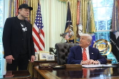 US President Trump, Elon Musk attend press conference in the White House's Oval Office