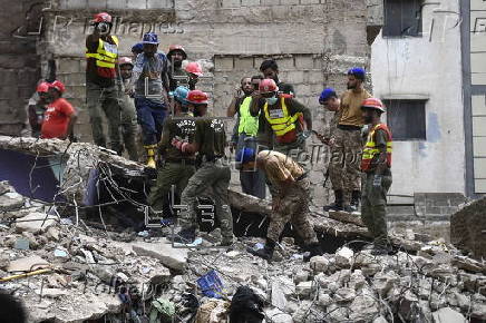 Residential building collapses in Karachi