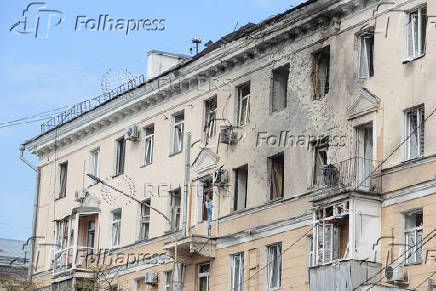 Aftermath of what authorities said was Ukrainian drone attack, in Voronezh
