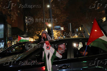 Protest in solidarity with Palestinians in Gaza, in Santiago