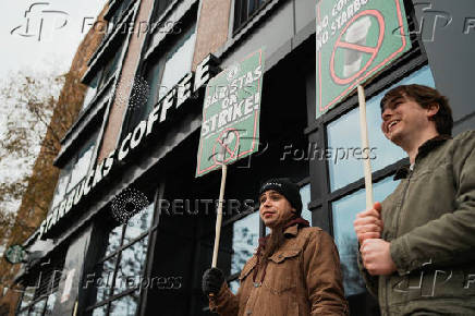 The Starbucks Workers United protest in New York