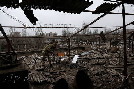 FILE PHOTO: University damaged from a recent missile attack in Kramatorsk Ukraine