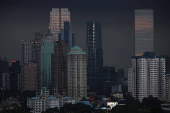 High rises buildings stand in Jakarta
