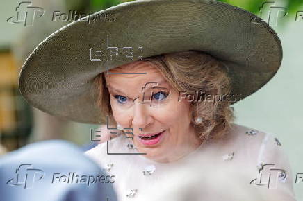 Queen Mathilde of Belgium visits the Beguinage 'Ten Wijngaerde' in Bruges