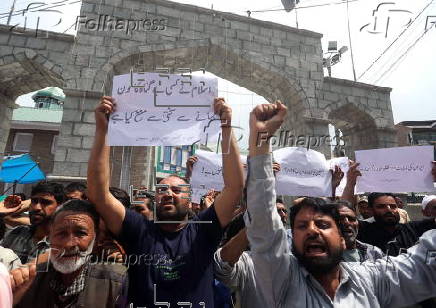 Protests in Srinagar following Israeli airstrikes on Iran