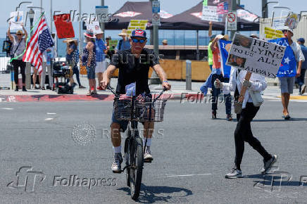 Good Trouble Lives On protest in Huntington Beach