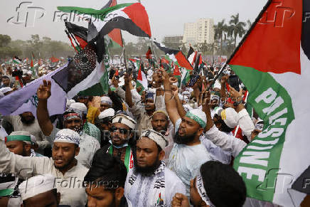 Muslims take part in March for Gaza rally in Dhaka