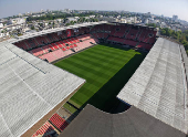 A drone view shows Roazhon Park, home of Stade Rennes