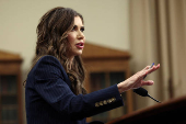 Secretary of Homeland Security Kristi Noem testifes on Capitol Hill in Washington