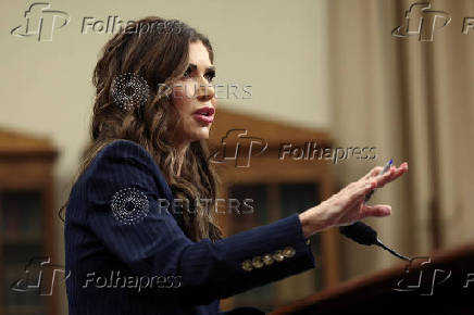 Secretary of Homeland Security Kristi Noem testifes on Capitol Hill in Washington