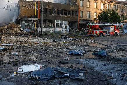 Aftermath of a Russian drone and missile attack in Kyiv