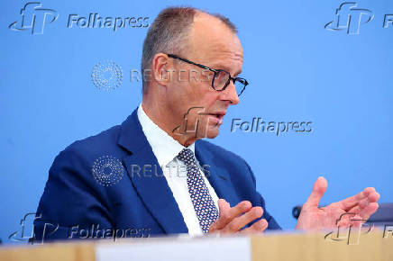 German Chancellor Merz holds press conference in Berlin
