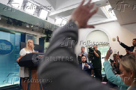 White House Press Secretary Leavitt holds a press briefing at the White House in Washington
