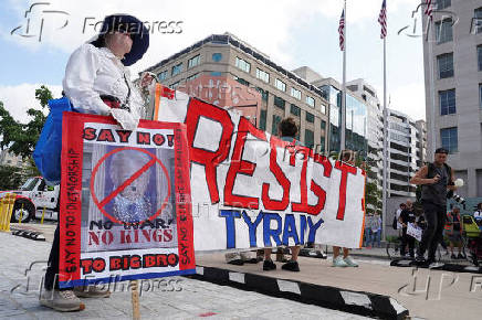 Protest following U.S. President Trump's announcement in Washington D.C.