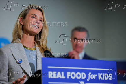 California Governor Gavin Newsom signs legislation to improve nutrition in schools across California, in Los Angeles