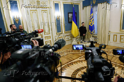 Ukraine's President Zelenskiy attends press conference in Kyiv