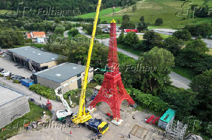 French grandfather assembles 31-meter-high Eiffel Tower replica in Sainte-Croix-aux-Mines